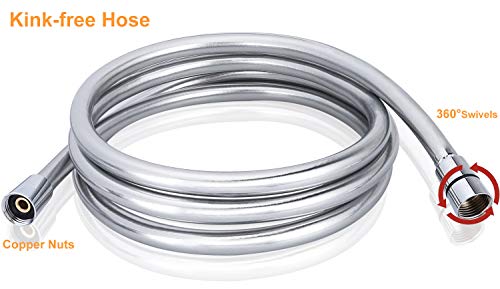 TRIPHIL Kink-free Shower Hoses Extra-long 79-Inch for Handheld Showerhead Hose Replacement Extension Flexible PVC Explosion-proof Tube High Pressure Swivel Brass/Copper Nuts Anti-twist Bright Silver