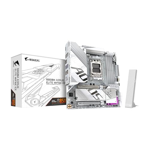 Photo 1 of GIGABYTE B850M AORUS Elite WIFI6E ICE AMD AM5 mATX Motherboard, Support AMD Ryzen 9000/8000/7000 Series, DDR5, 12+2+2 Power Phase, 2X M.2, PCIe 5.0, USB-C, WIFI6E, 2.5GbE, EZ-Latch, 5-Year Warranty