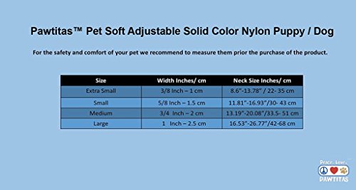 Pawtitas Pet Soft Adjustable Solid Color Nylon Puppy / Dog Collar Extra Small 3/8 Inch Teal