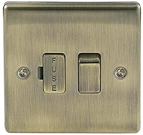 2 x NAB50 13A Metal Antique Brass Fused Connection Spur Unit Switch