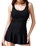 Wantdo Women's Solid Swimwear Convertible Tummy-Control Swimdress