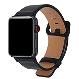 GZ GZHISY New Style for Apple Watch Band 42mm, Retro Vintage Genuine Leather iWatch Strap Replacement for Apple Watch Series 3 Series 2 Series 1,Black Color,Black Adapter,Black Aluminum Alloy Buckle