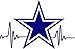 HEARTBEAT Star Cowboys Dallas Decal 3.5 inches tall