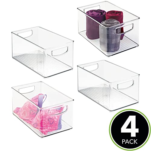mDesign Plastic Home Closet Organizer Basket Storage Holder Bin with