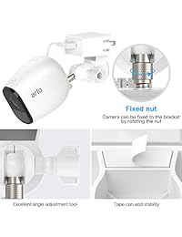 Arlo - Soporte de salida con adaptador de corriente y cable para Arlo Pro, Arlo Pro 2, Arlo HD, Arlo Ultra, Arlo Go y otras cámaras compatibles, sin daños en la pared, color blanco