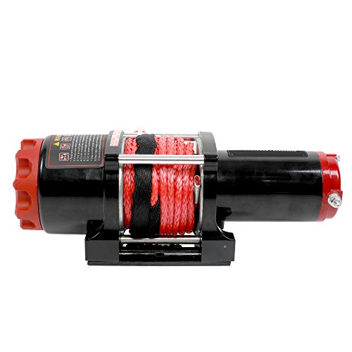 ZESUPER 4500-lb Waterproof Winch Electric Winch Kit, Waterproof IP67 Electric Winch with Hawse Fairlead, with Both Wireless Handheld Remote and Corded Control Recovery (Synthetic Rope)