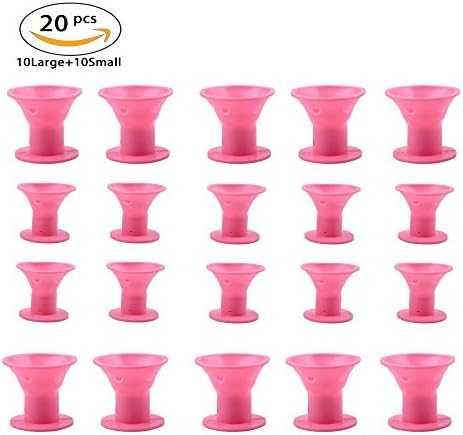 Hair Care Rollers Hair Curlers Silicone No Clip No Pin Hair Stylish Rollers Hair Styler Professional DIY Curling Hairstyle Tools No Heat No Damage for Rolling Curling Wave Hair, 20 Pieces, Pink