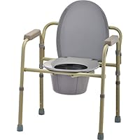 NOVA Folding Commode, Over Toilet and Bedside Commode, Comes with Splash Guard/Bucket/Lid