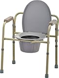 NOVA Folding Commode, Over Toilet and Bedside Commode, Comes with Splash Guard/Bucket/Lid