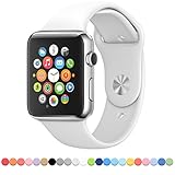 FanTEK Apple Watch Band - Soft Silicone Sport Style Replacement Iwatch Strap for Apple Wrist Watch 42mm Models M/L Size, White