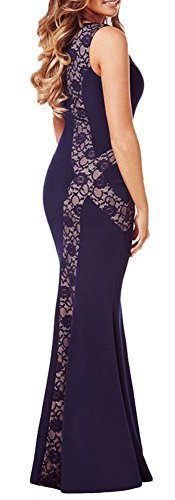 made2envy Lace Decor Mermaid Long Evening Dress (M, Navy) R80054NM