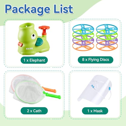LBOYLOVE® Flying Disc Launcher, Outdoor Flying Disc Launcher Game with 8 Dics for Kids 3-12, Outdoor Garden Game for 3-12 Years Old Boys and Girls