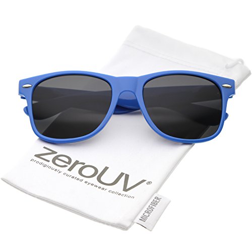 zeroUV - Modern Wide Arms Neutral Colored Square Lens Horn Rimmed Sunglasses 52mm (Blue/Smoke)