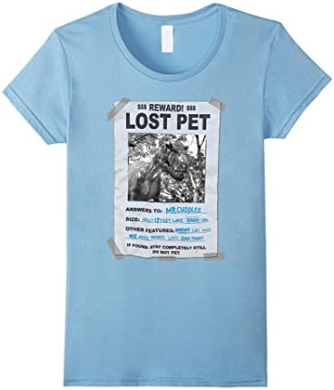 Women's T rex lost pet T shirt funny humour Medium Baby Blue