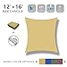 Garden EXPERT 12'x16' Sun Shade Sail Sand Rectangle Canopy Sail Shade Cloth for Patio Garden Outdoor Backyard
