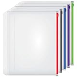 Cardinal Poly Zippered Binder Pockets, 3-Hole Punched, Multicolor Zippers, Letter Size, 5 Pack (14650)