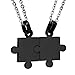 Custom Engraving Name/Date Stainless Steel Matching Jigsaw Puzzle Pendant Chain Necklace For Couple's Gift (Black)