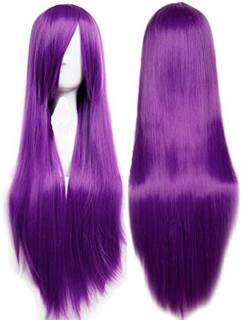 UltiSmart(TM) 12 Colors Women Heat Resistant Pink Black Orange Red Yellow Golden Blonde Purple Straight Cosplay Wigs 80cm
