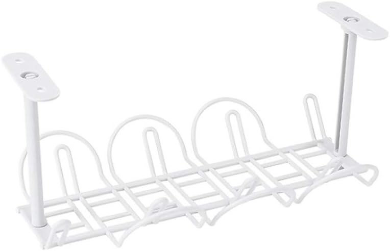 Under Desk Cable Wire Management Tray, Self Adhesive Cable Tidy Basket, Cable Organizer Rack with Hanging Basket for Desk Office Kitchen