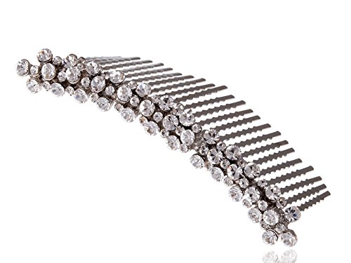 Alilang Contemporary Elegant Silver Tone Clear Crystal Rhinestone Bridal Hair Comb