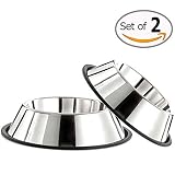 MEKBOK Pet Utensils Dog Bowl Non-Slip Double Dog Bowl High-Grade Stainless Steel Bowl Ruggedness