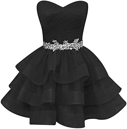 Pettus Women's Sweetheart Ruffle Beads Homecoming Dresses Sequins Sash Prom Party Gowns Short P534