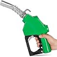 Azdele 1 Inch Fuel Nozzle & Hook, Auto Shut Off Green NPT Fuel Transfer Nozzle, 1-3/16''(OD=30mm) nozzle, 3-speed Hold Open Clip, Max Flow Rate 30GPM, Automatic Spout For Diesel Gasoline Kerosene