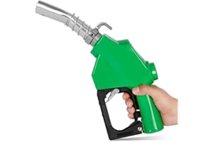 Azdele 1" NPT Automatic Fuel Nozzle & Hook, Diesel Gas Pump Handle, 19/16"(OD=30mm) Max Flow 30GPM, Fuel Transfer Pump Nozzle For Gasoline, Diesel, Biodiesel, Kerosene, Auto Shut Off 3-speed Padlock