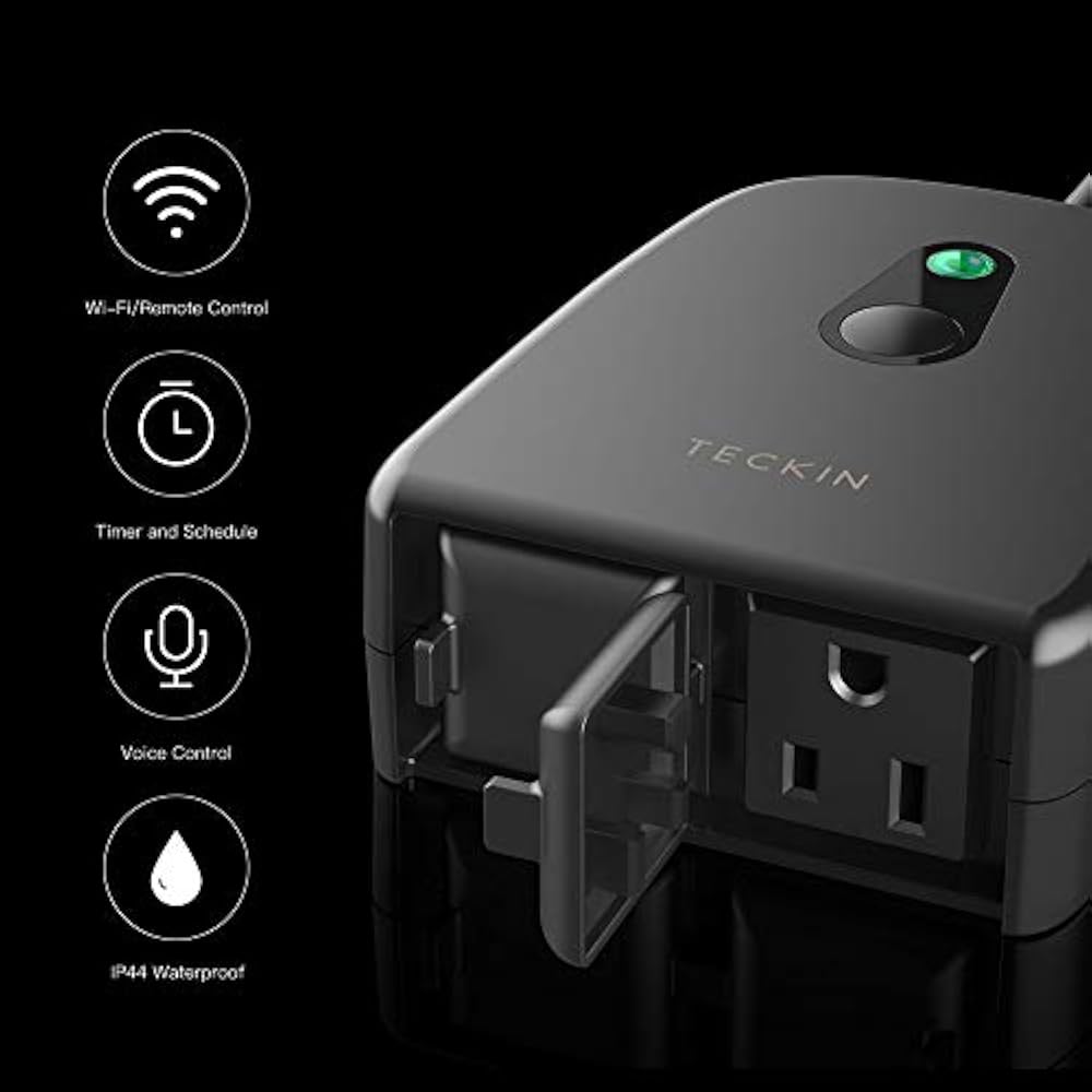 Outdoor Smart Plug, TECKIN WiFi Outlet With 2 Sockets