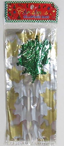 Christmas Treat Bags with Twist Ties - Cellophane Bags (80 Gold Silver Stars Treat Bags)