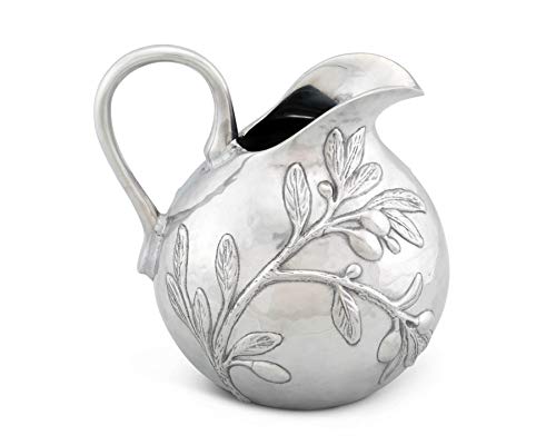Arthur Court Aluminum Olive Tuscan Pattern Table Serving Water/Juice Pitcher 100 oz. 9" Tall