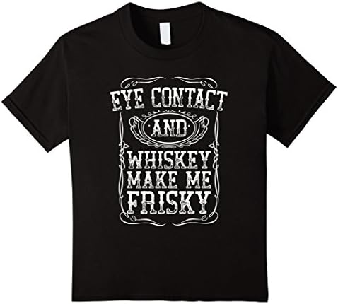 Kids Eye Contact And Whiskey Funny White Southern Bourbon T-Shirt 12 Black