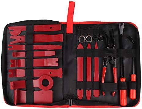 19PCS Car Panel Removal Tools Kit Trim Removal Tool Set Nylon for Car Panel Dash Audio Radio Removal Installer and Repair Pry Tool Kits with Storage Bag
