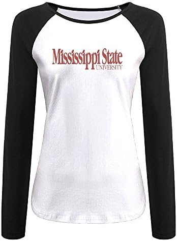 AIJFW Mississippi State University Bulldogs Women's Crewneck Raglan Sleeve Long T-shirt Tunics Tops XXL