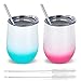 Stainless Steel Wine Tumbler Glass 2 Pack 12 oz Double Wall Vacuum Insulated Wine Tumbler with Lid and Straw for Wine, Coffee, Drinks, Champagne, Cocktails
