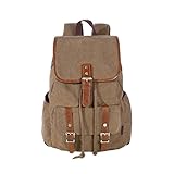 Tinksky KAUKKO Vintage Style Multi-functional Unisex Men Women Canvas Backpack Rucksack Student School Bag Travel Shoulders Bag (Brown)