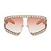 WOWSUM Oversize Fashion Pearl Sunglasses for Women Inspired Brand Designer (pink)