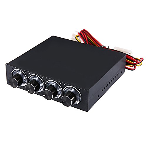 STW 3.5 inch Drive Bay Full Brushed Aluminum 4 Channels Fan Speed Temperature Controller with Blue Light - Thumbnail 2