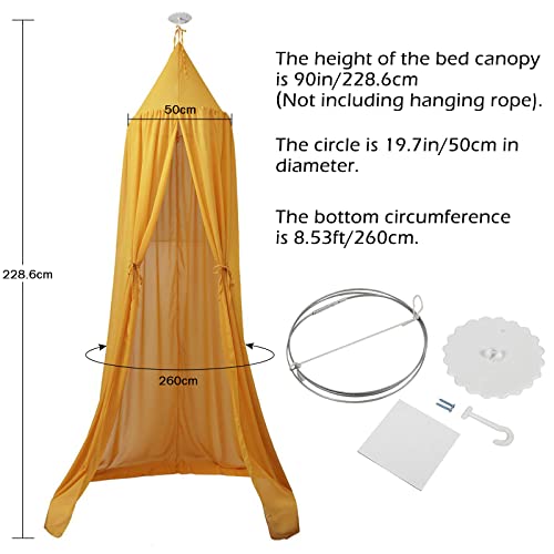 DynaLiving Bed Canopy for Girls Yellow Canopy Bed Curtains Baby Dome