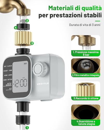 Unistyle Irrigation Timer | New Model 2026 - Automatic Garden Watering Control Unit, Simple and Intuitive Operation, IP55 Protection, Flexible Watering Programs