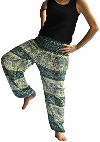 Ahh pants Women's Yoga Clothing Comfy Boho/Harem Pants Elephant Green