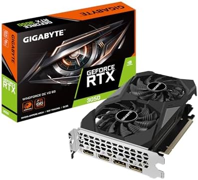 GIGABYTE GeForce RTX 3050 WINDFORCE OC V2 6G Graphics Card, 2X WINDFORCE Fans, 6GB GDDR6 96-bit GDDR6, GV-N3050WF2OCV2-6GD Graphics Card