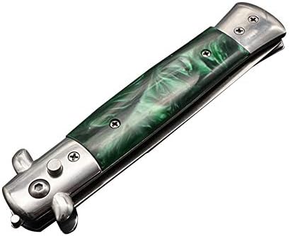 PowerBH Switchblade Pocket Foldable Push Button Hair Trimmer Combs For Beard Mustache Men Oil Hair Styling Pet Comb Tools Green