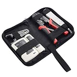 Matgo Ethernet Tool Kit 5 Piece Network Ratcheting Crimper Tool, LAN Cable Tester, Punch Down Tool, Wire Stripping Pliers, Zipper Tool Bag for Cat5E Cat6 RJ45 RJ11 RJ12