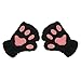 APAS Women Winter Fluffy Bear Cat Plush Paw Claw Glove Half Finger Cute Gloves Mittens Black