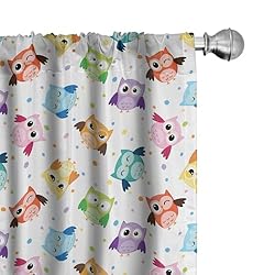 Ambesonne Owls Curtains, Confused Funny Angry
