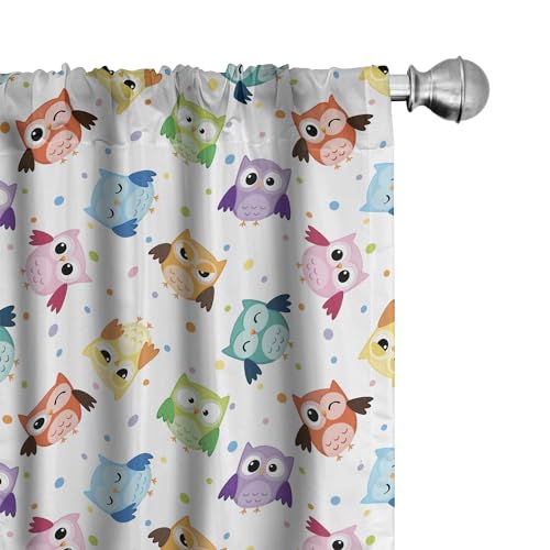 Ambesonne Owls Curtains, Confused Funny Angry