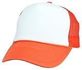 DALIX Two Tone Trucker Hat Summer Mesh Cap with Adjustable Snapback Strap,Orange/White