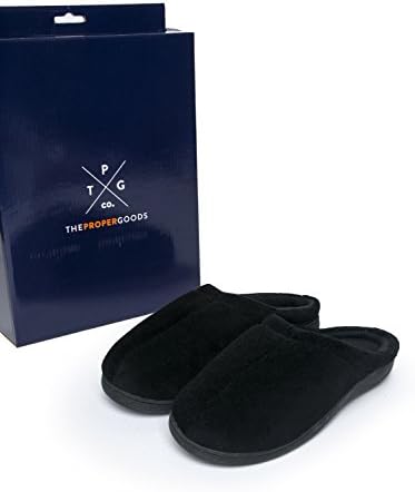 Proper Goods Cozy Plush Gel Insole House Slipper - Fleece Weather Proof Indoor Outdoor Unisex Slip On - Rubber Sole Round Shoe