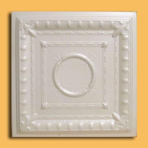 Ancona Antique White (Prepainted Foam) Ceiling Tile - 40pc Box - Decorative Ceiling Tile Easy Glue up DIY
